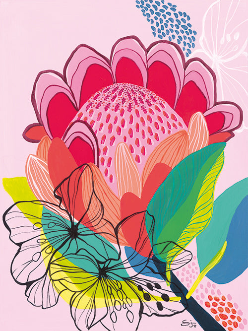 Pink Protea Print Art 