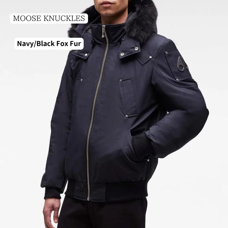 【新品・未使用】MOOSE KNUCKLES フード ジャケット　M メンズ MOOSE KNUCKLES (ムースナックルズ) フード裏ファー フルジップ 中綿